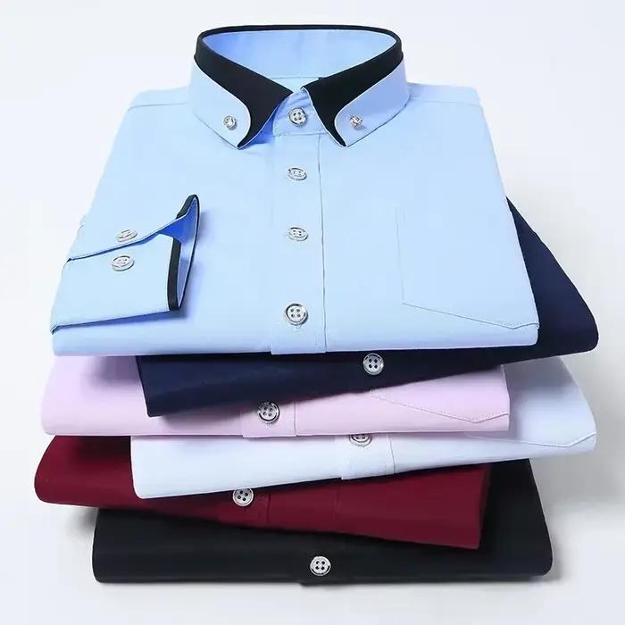 Chemise élastique à manches longues pour hommes, chemise d'affaires décontractée, chemise confortabl