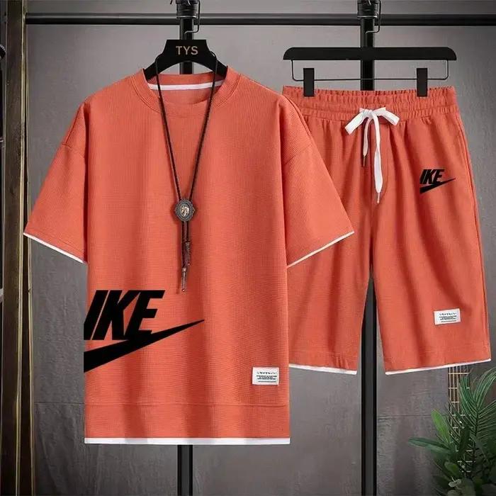 Ensemble de vêtements de sport pour hommes, tendance, décontracté et à la mode, t-shirt à manches co