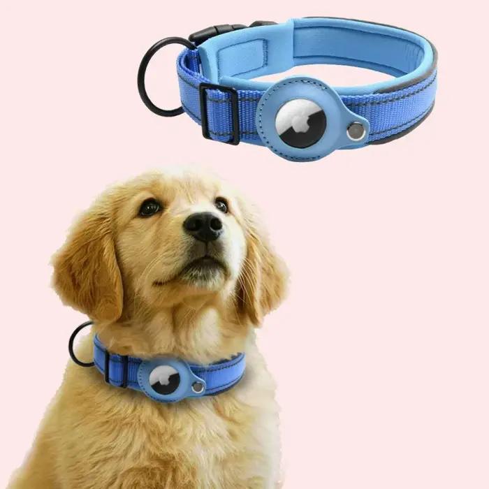 Collier réfléchissant pour chien avec AirTag support, confortable et sécuritaire pour petits, moyens et grands chiens, idéal pour les promenades nocturnes et activités extérieures