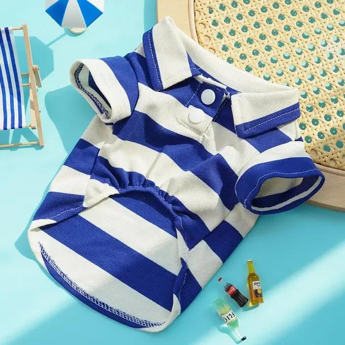 Polo Printanier Élégant Pour Chiens Mignon Rayé Doux Décontracté Pour Petits Chiots Occasions Spéciales