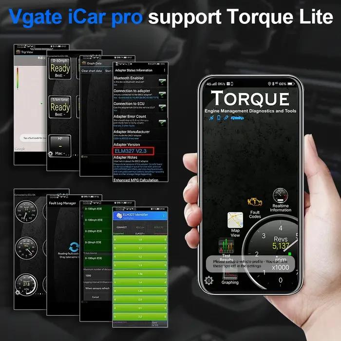 Pour IOS/Android Vgate iCar Pro ELM327 V2.3 Bluetooth 4.0 WIFI ELM 327 OBD 2 lecteur de Code de Scan