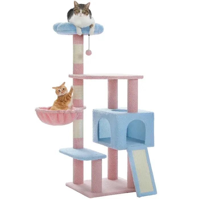 Tour d'arbre à chat à plusieurs niveaux avec poteaux à gratter recouverts de sisal