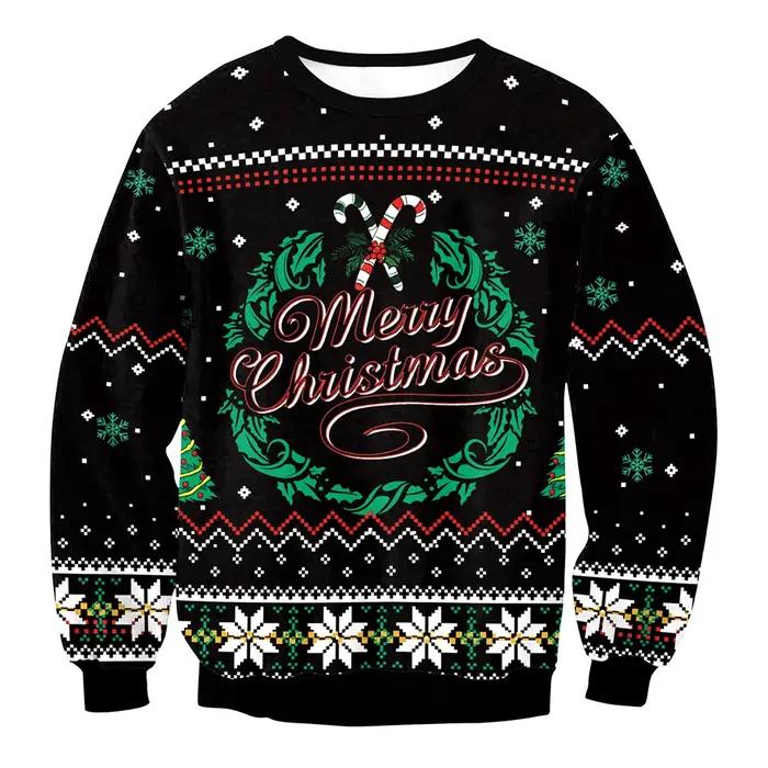 Vêtements de Noël imprimés cerf de Noël pull à manches longues pour femmes vêtements de couple occasions spéciales fantaisie festive