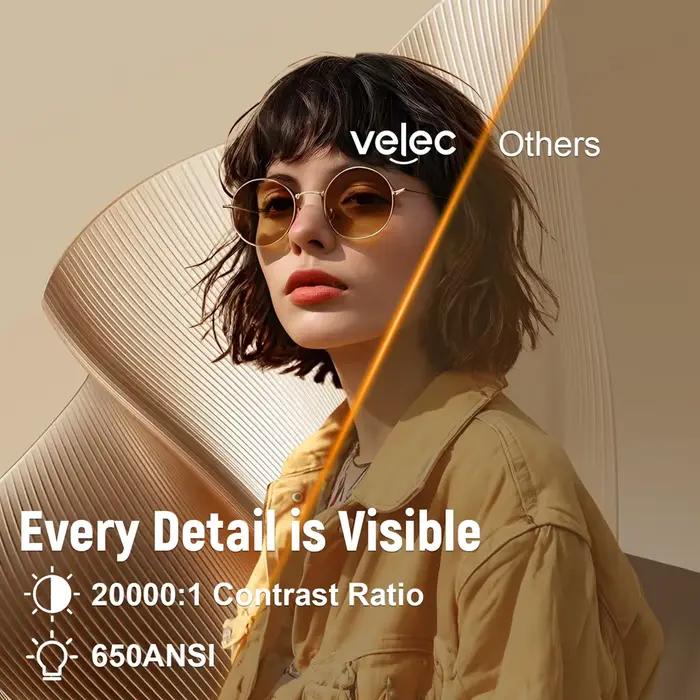 Projecteur Android 13 Velec 1080P 650ANSI portable extérieur - Compatible Netflix 4K WiFi6