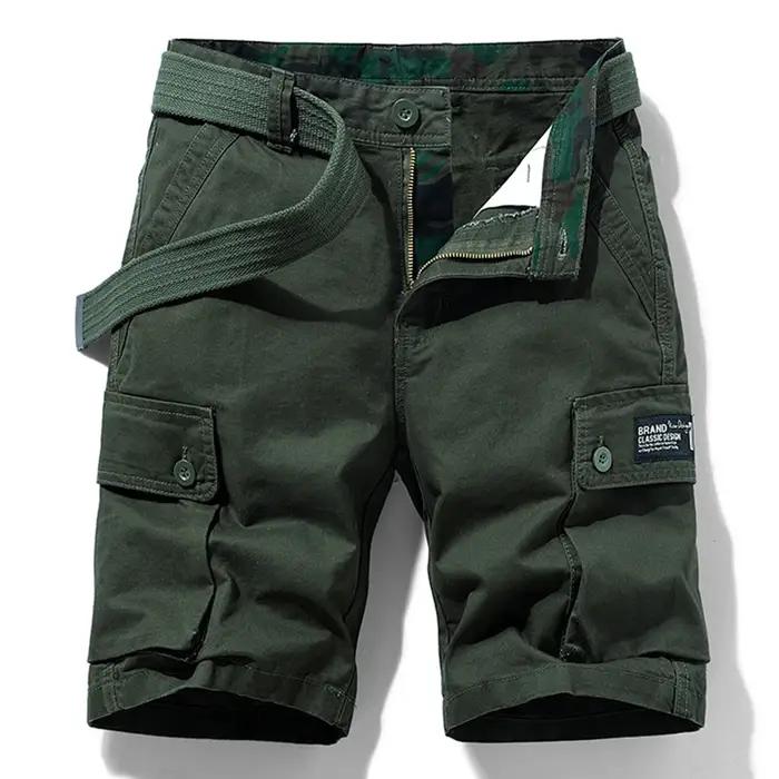 Shorts Cargo Homme 100% Coton Été – Bermuda Décontracté Tactique pour Plage et Jogging – Vêtements de Marque