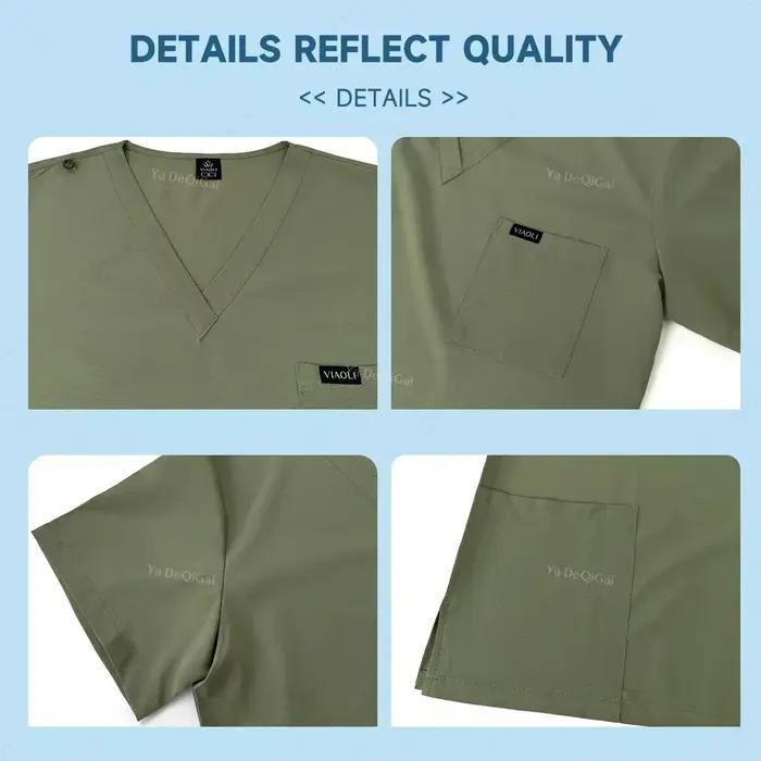 Ensemble de gommages marron, vente en gros, uniformes de salle d'opération, ensemble de gommages médicaux, vêtements de travail d'hôpital, esthéticienne dentaire, haut et pantalon, combinaison de chir