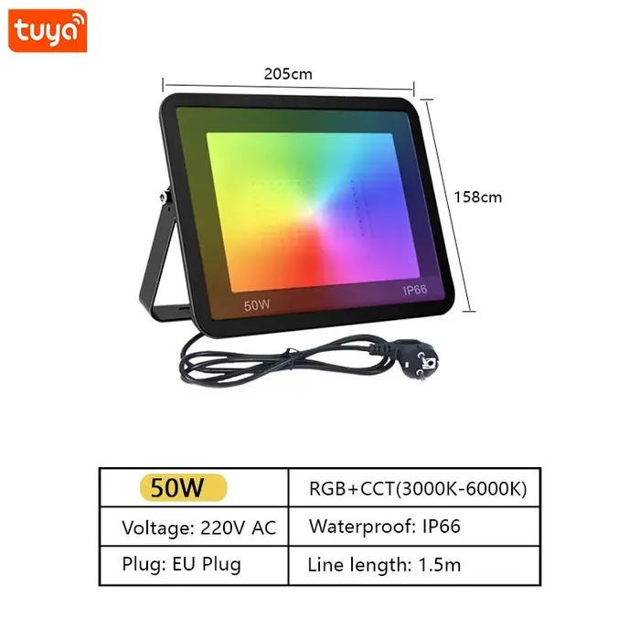 MARPOU LED 220V Tuya projecteur RGB intelligent éclairage extérieur 30W 50W 100W lumière réglable