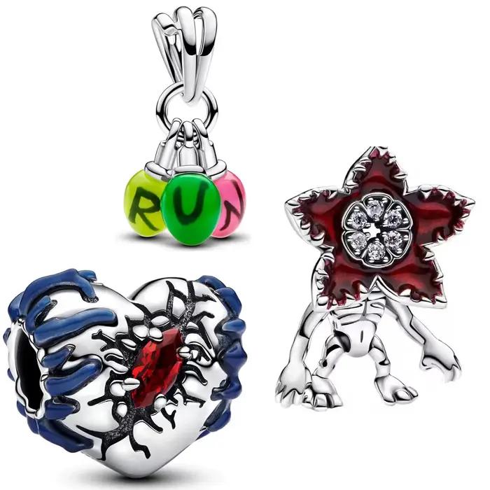 Bracelet à breloques Fleur Monstre Rouge en Argent 925, Réglable, Hypoallergénique, Tendance 2026, B