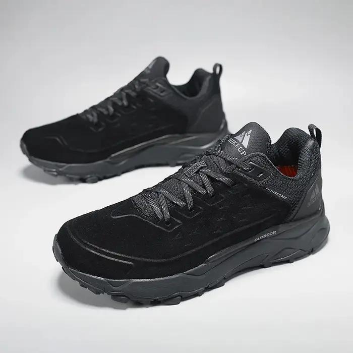 HIKEUP chaussures de randonnée pour hommes Sports de plein air Camping chasse marche chaussure daim cuir véritable respirant Sneaker antidérapant