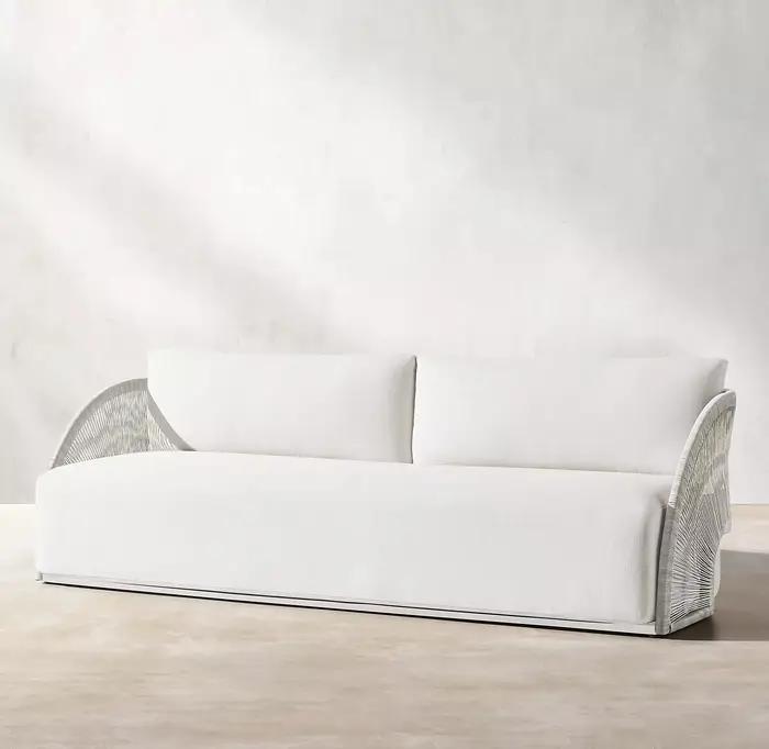 Meubles d'extérieur en osier PE, canapé tissé en corde, cadre en aluminium imperméable, ensemble de