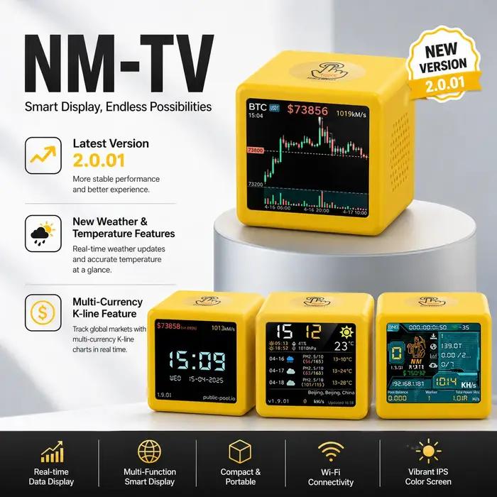 Miner de loterie BTC silencieux ESP32 pour Smart TV, 1060KH/s, cadeau pour les passionnés d'informatique, horloge de bureau à faible consommation d'énergie