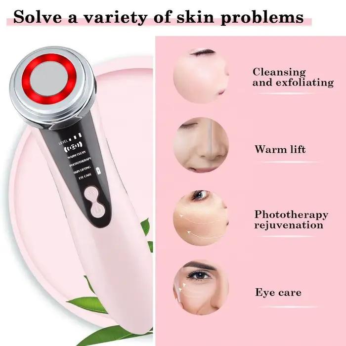 Appareil soin visage 4 en 1 RF EMS lifting - Massage anti-rides raffermissement peau multifonction