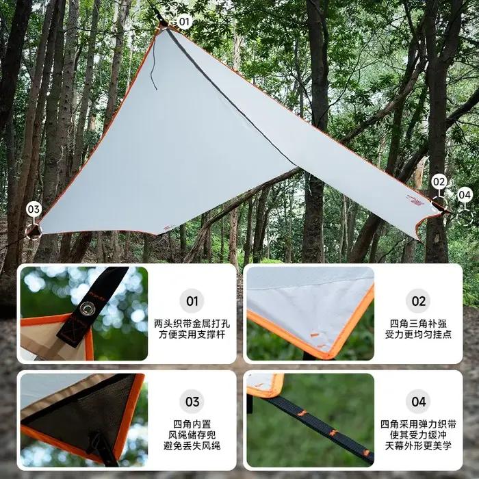 Tente de camping en plein air, auvent de hamac résistant au soleil, auvent coupe-vent et imperméable