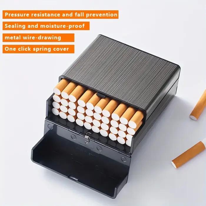 1 pièces étui à cigarettes pour King Size 40 branche capacité boîte à cigarettes en alliage de Zinc Portable mince boîtes à cigares Cigarettes de poche