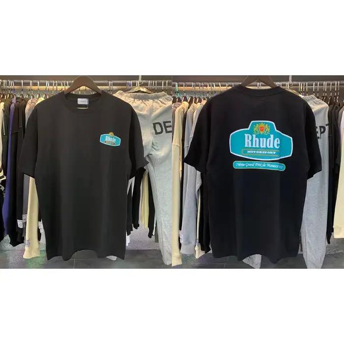 Nouveau T-shirt RHUDE 2026 – Coupe ample décontractée avec lettres imprimées, manches courtes, vêtem