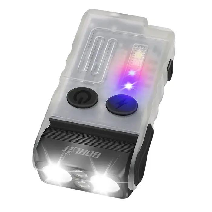 BORUiT V20 Buzzer EDC LED porte-clés lampe de poche tête pivotante type-c