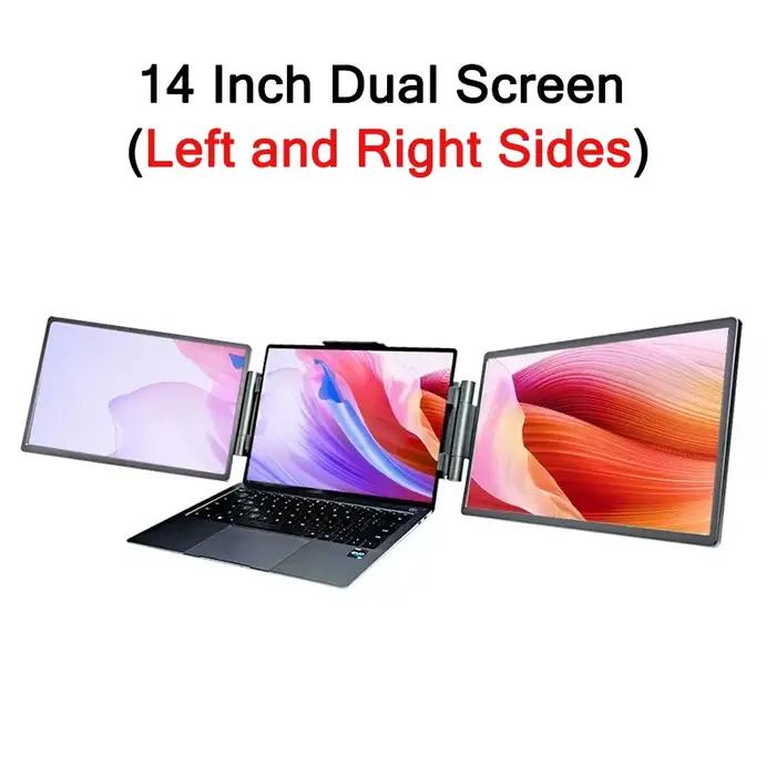 Écran portable double 14 pouces 1920x1200 IPS pliable USB-C pour ordinateur portable 13.3-17 pouces professionnel télétravail gaming présentation
