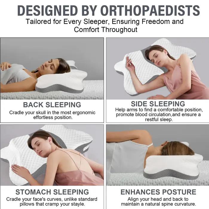 Oreiller mémoire cervical ergonomique à rebond lent - Coussin sommeil froid pour nuque et cervicales