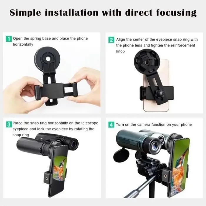 Adaptateur smartphone pour longue-vue - Support téléphone rapide alignement jumelles monoculaire appareil photo