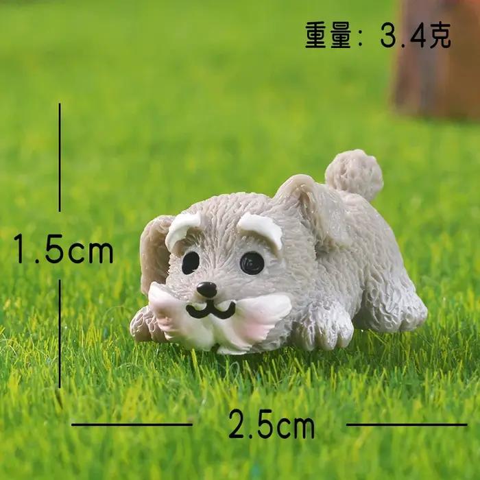 Mignon gris Schnauzer Mini Figurines Miniature Micro paysage voiture ornement dessin animé chien en