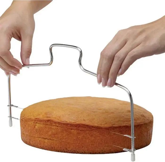 Double Fil Réglable Gâteaux Cutter En Acier Inoxydable Cupcakes Niveleurs Fondant Nivellement Couche
