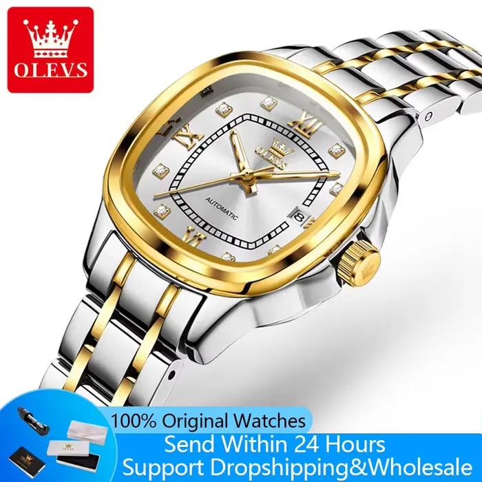 Montre automatique femme OLEVS 9810 diamants échelle mécanique étanche date luxe marque top cadeau