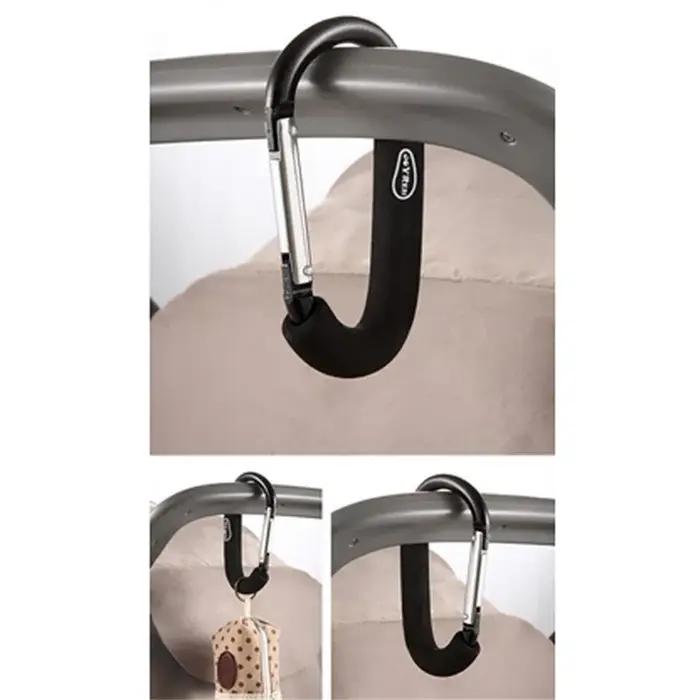 Grand mousqueton en aluminium avec anneau en D, crochets de poussette, porte-clés à ressort, pince,