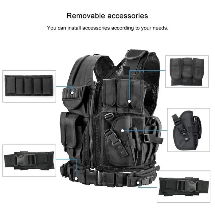 Gilet tactique Molle réglable en polyester 600D pour jeux CS, airsoft, paintball et chasse occasions spéciales