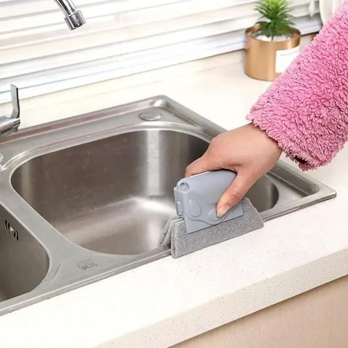 Brosse de nettoyage de fente de fenêtre main principale nettoyage ménager respectueuse de l'environnement couleur gris foncé jaune clair vert occasionnellement pour la cuisine et les espaces difficiles