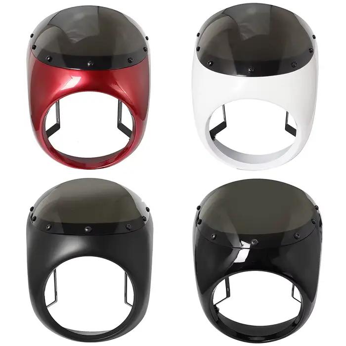Pare-brise de carénage de phare avant de moto rouge/blanc pour café Racer Honda universel 7 pouces/1