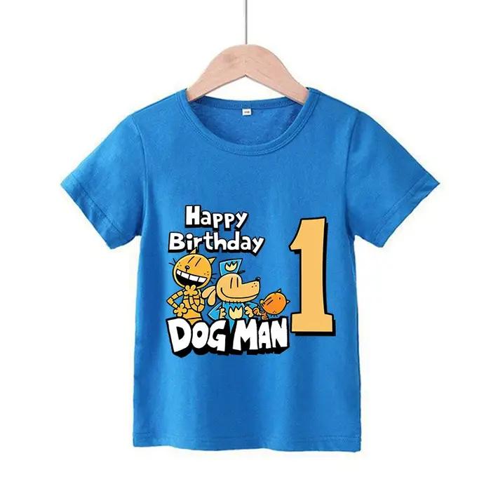 Chien homme Anime numéro t-shirt pour garçon vêtements d'anniversaire enfants coton t-shirts hauts dessin