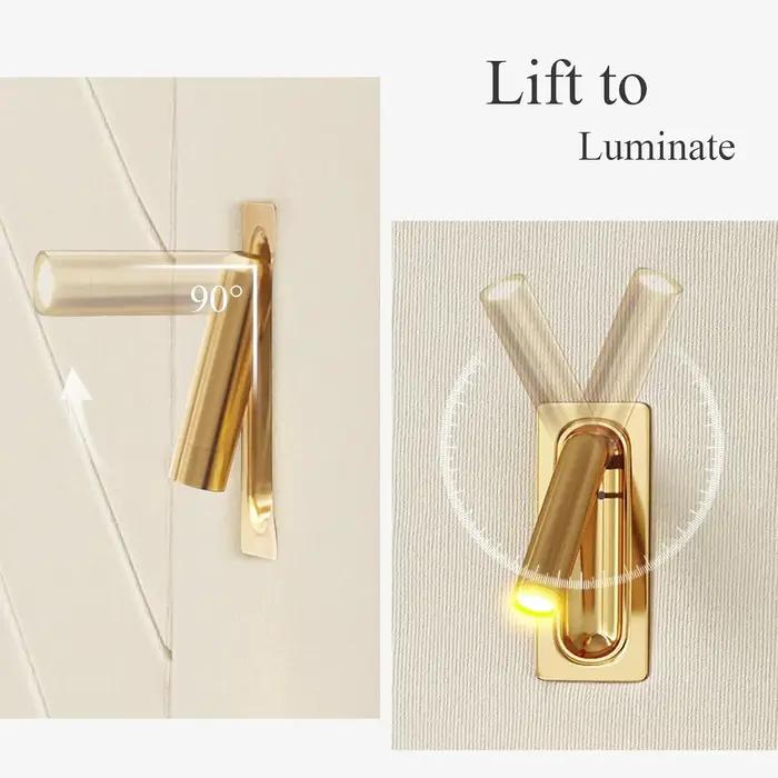 Cadre de lit Queen de luxe avec éclairage LED doré intégré et tables de chevet, tête de lit capitonn