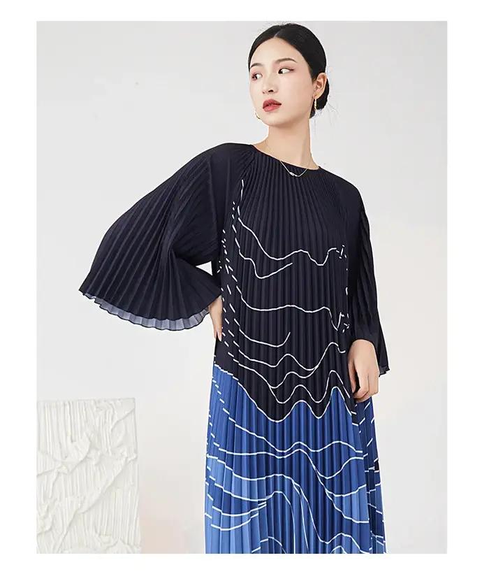 Robes plissées haut de gamme, jupes longues plissées élégantes et sophistiquées, usine OEM de vêtements pour femmes haut de gamme