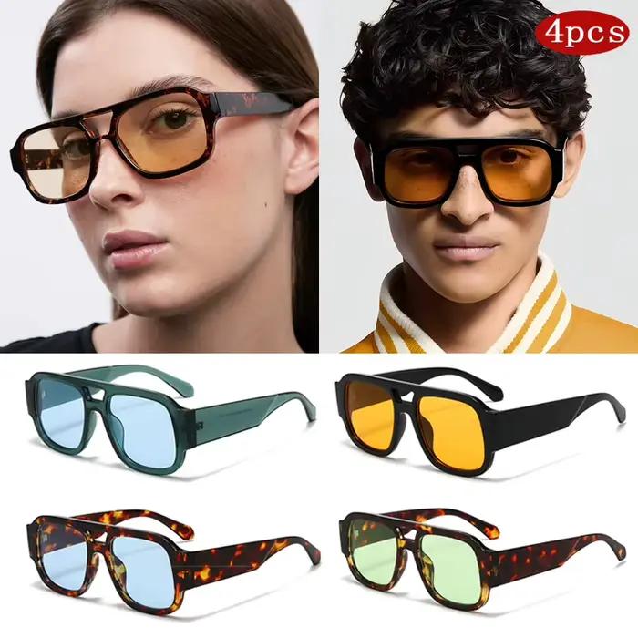 Lunettes de randonnée vintage Hiking 4set pour femmes - Monture large double pont couleur candy tendance