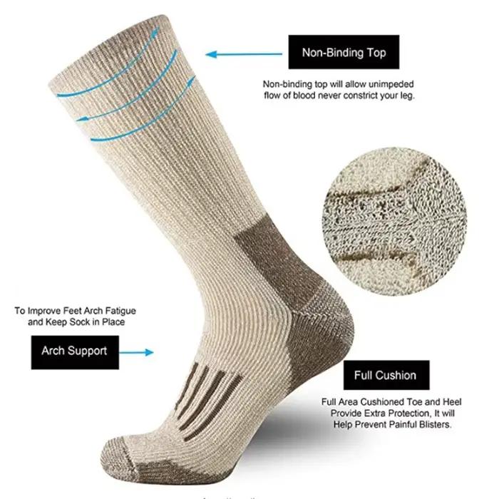 Chaussettes randonnée 80% laine mérinos épaisses chaudes pour chasse et outdoor homme femme