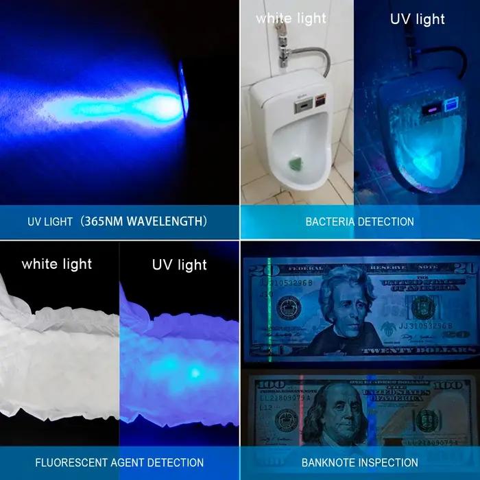 Mini lampe de poche LED aste USB, porte-clés, lampe UV, lumière rouge, comparaison de couleurs, cade