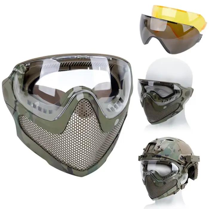 Tactical Face Mask Anti-Fog Goggle Paintball Airsoft Cs Shooting Steel Mesh Brea