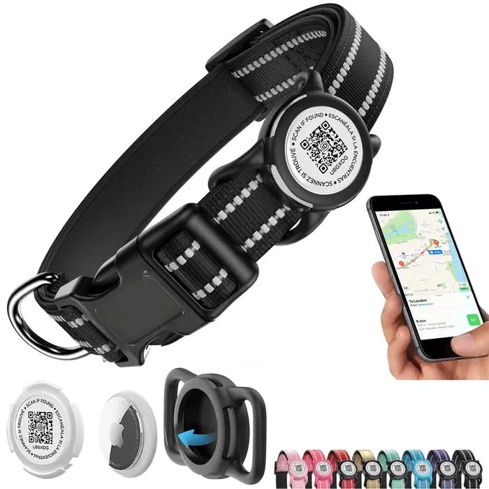 Collier pour chien étanche avec support AirTag et code QR