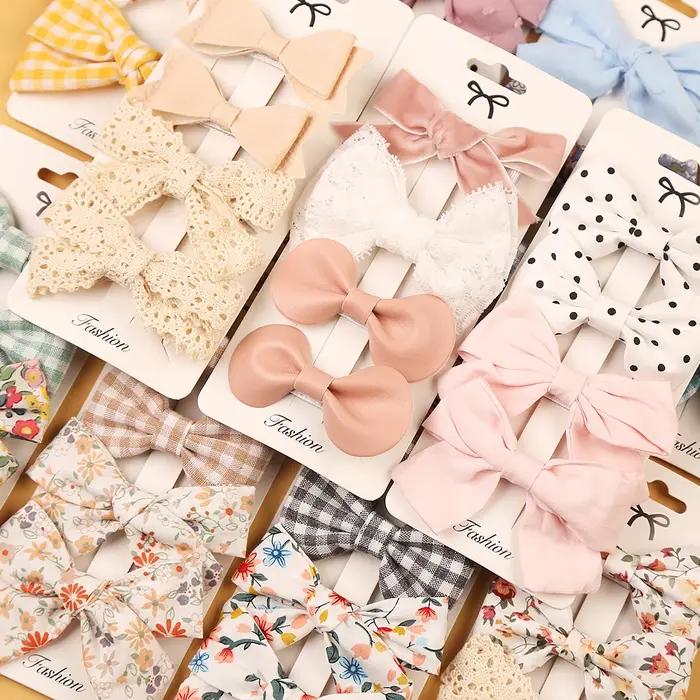 Pinces à cheveux avec nœud papillon imprimé léopard, Barrettes en dentelle de coton et lin pour bébé