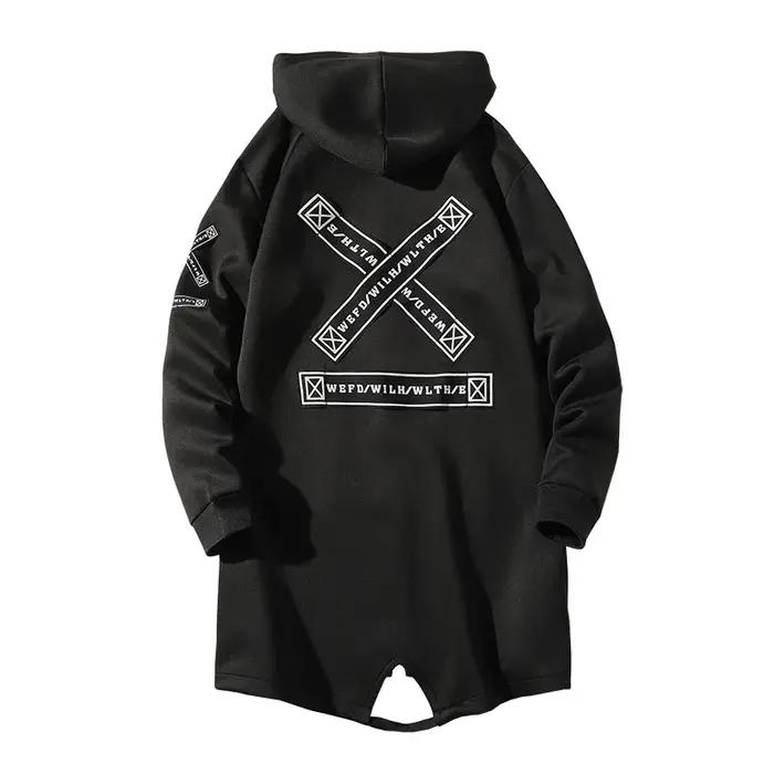 Nouveaux hommes Streetwear noir vestes et manteaux Hip Hop Harajuku à capuche hommes coupe-vent pard