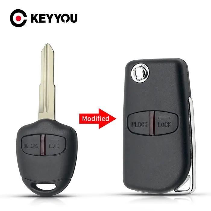 KEYYOU – coque de clé télécommande pour voiture, pour Mitsubishi Lancer Grandis évolution Outlander,