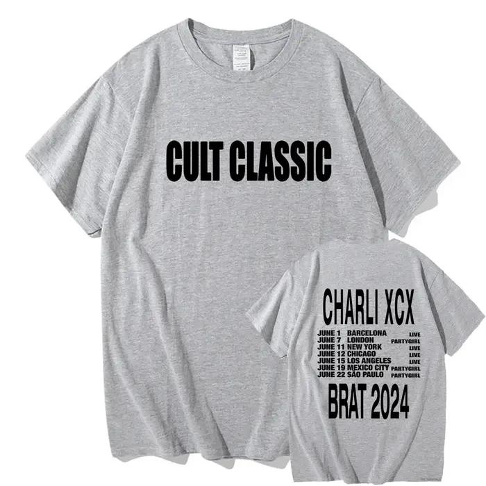 T-shirt Cult Classic Charli XCX Brat Tour 2026, T-shirt esthétique rétro pour hommes, T-shirt rétro neutre de haute qualité