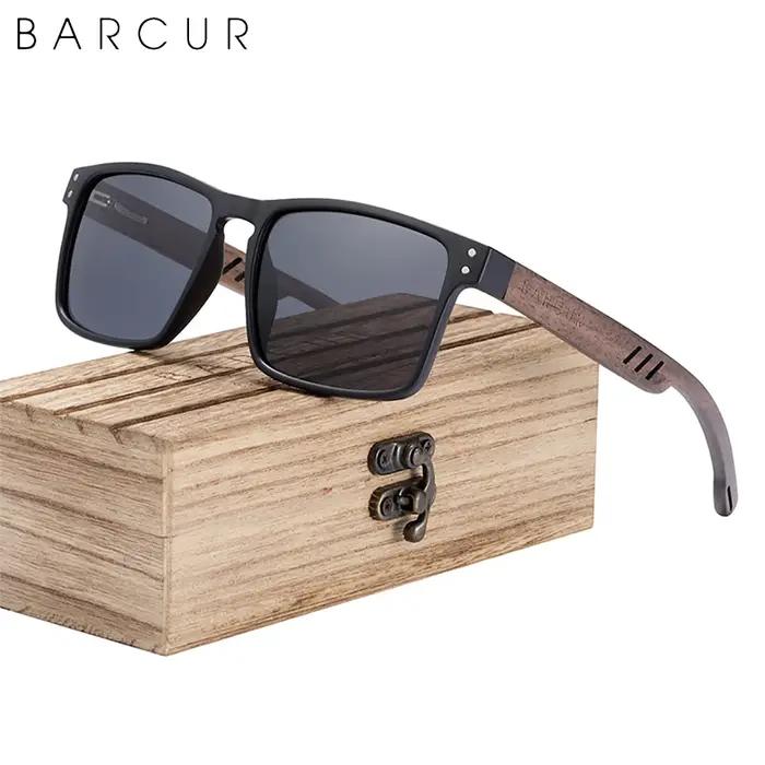 BARCUR lunettes de soleil en bois pour hommes