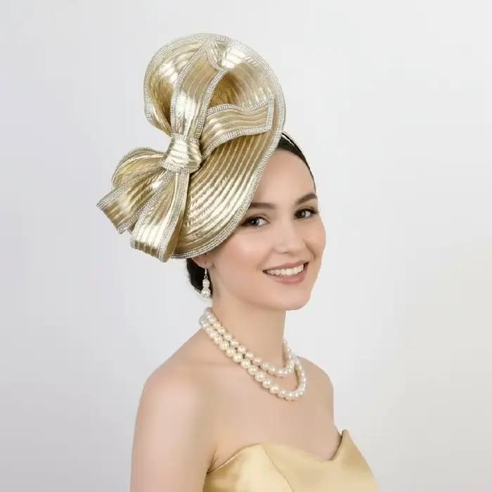 Chapeau Fascinator Rétro Exquis Vintage, Coiffe de Mariée Élégante et Raffinée, Bandeau à Nœud, Chap