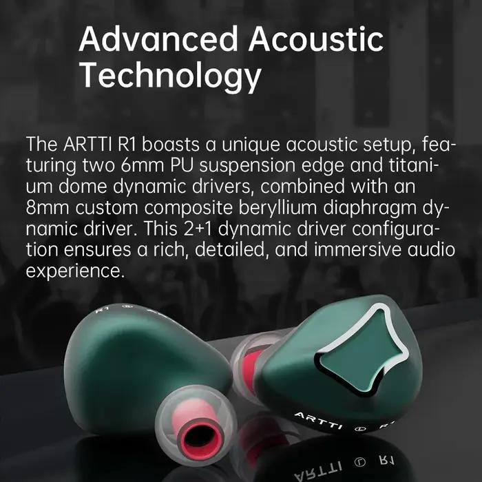 Écouteurs intra-auriculaires ARTTI R1 HIFI avec triple transducteur dynamique et connecteur détachab