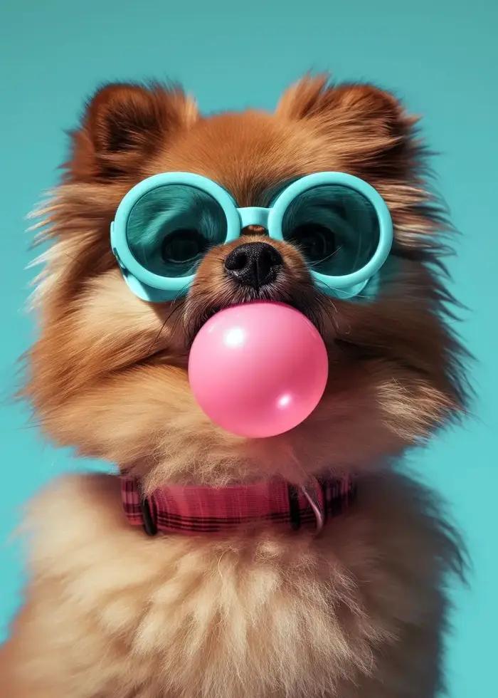 Chien coloré Bubblegum lunettes de soleil affiche imprime Samoyède bouledogue français Corgi toile peinture mur Art photo chambre décor à la maison