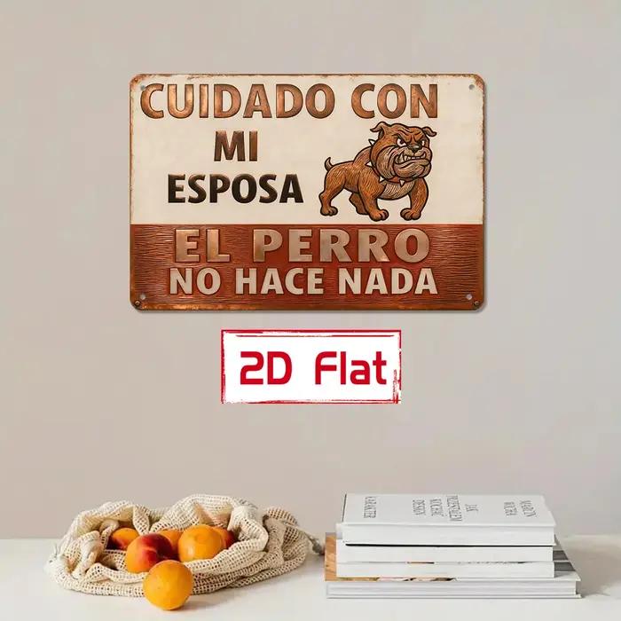 Panneau 2D plat 20x30cm avec texte espagnol « Attention