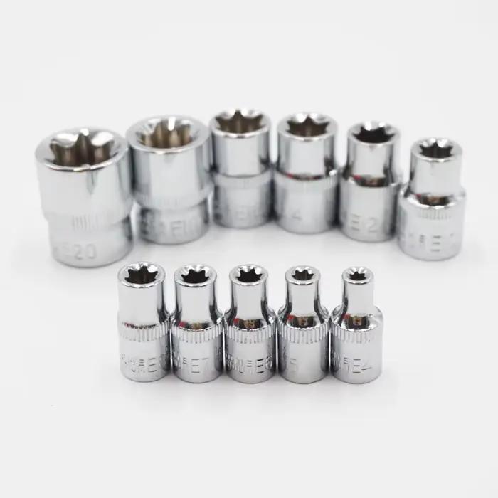 Jeu de douilles étoile 1/4 "3/8", 11 pièces, tête de clé à douilles femelle de Type E E4 E5 E6 E7 E8