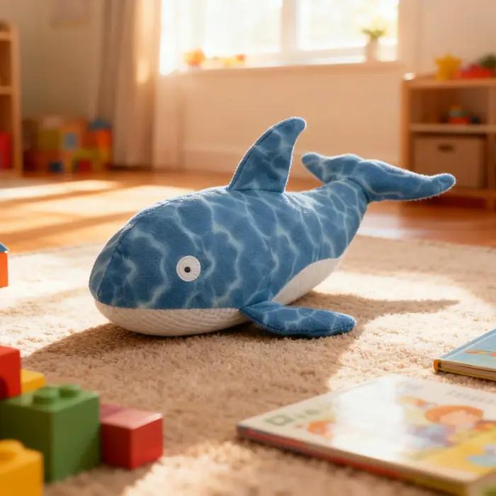 Jouet interactif pour chien en peluche requin baleine couineur, jouet compagnon doux et résistant au