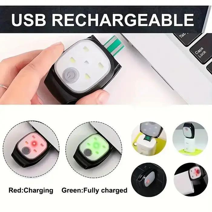 Lampe de poche à Clip LED, 4 Modes d'éclairage, Portable, Rechargeable par USB, feux d'avertissement de sécurité pour la marche nocturne et la pêche